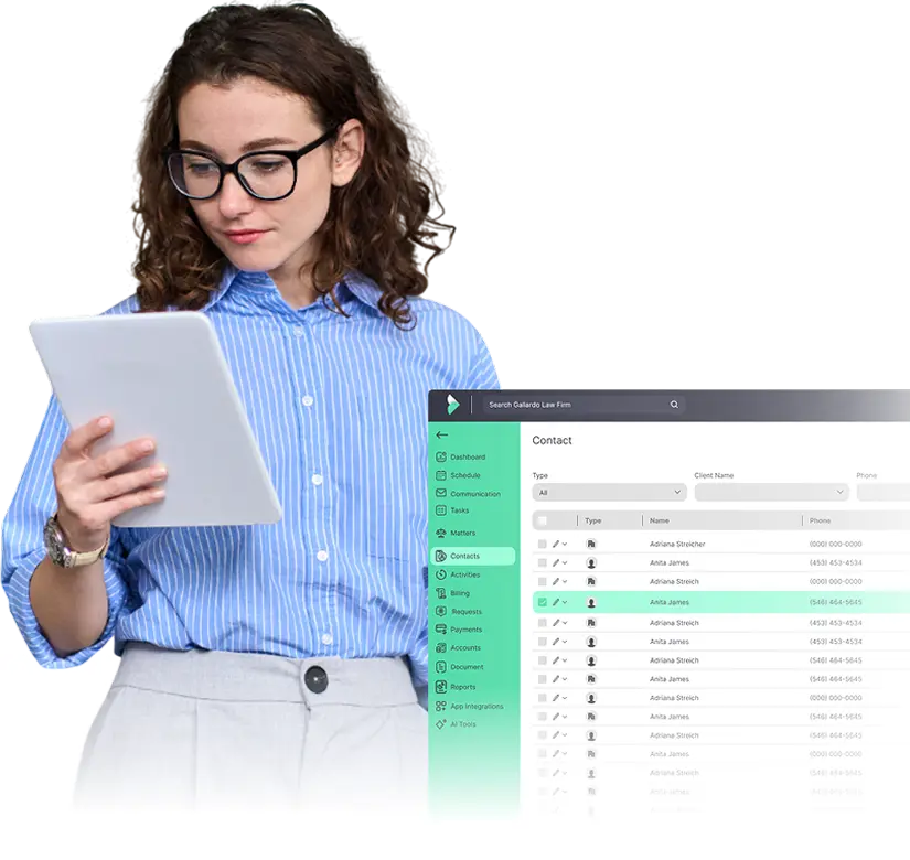 Contact management application user interface
