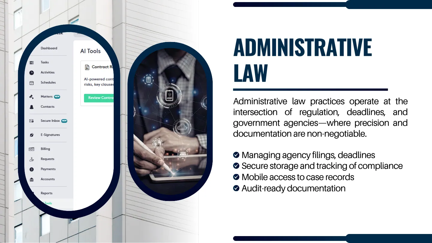 Administrative law practice management software