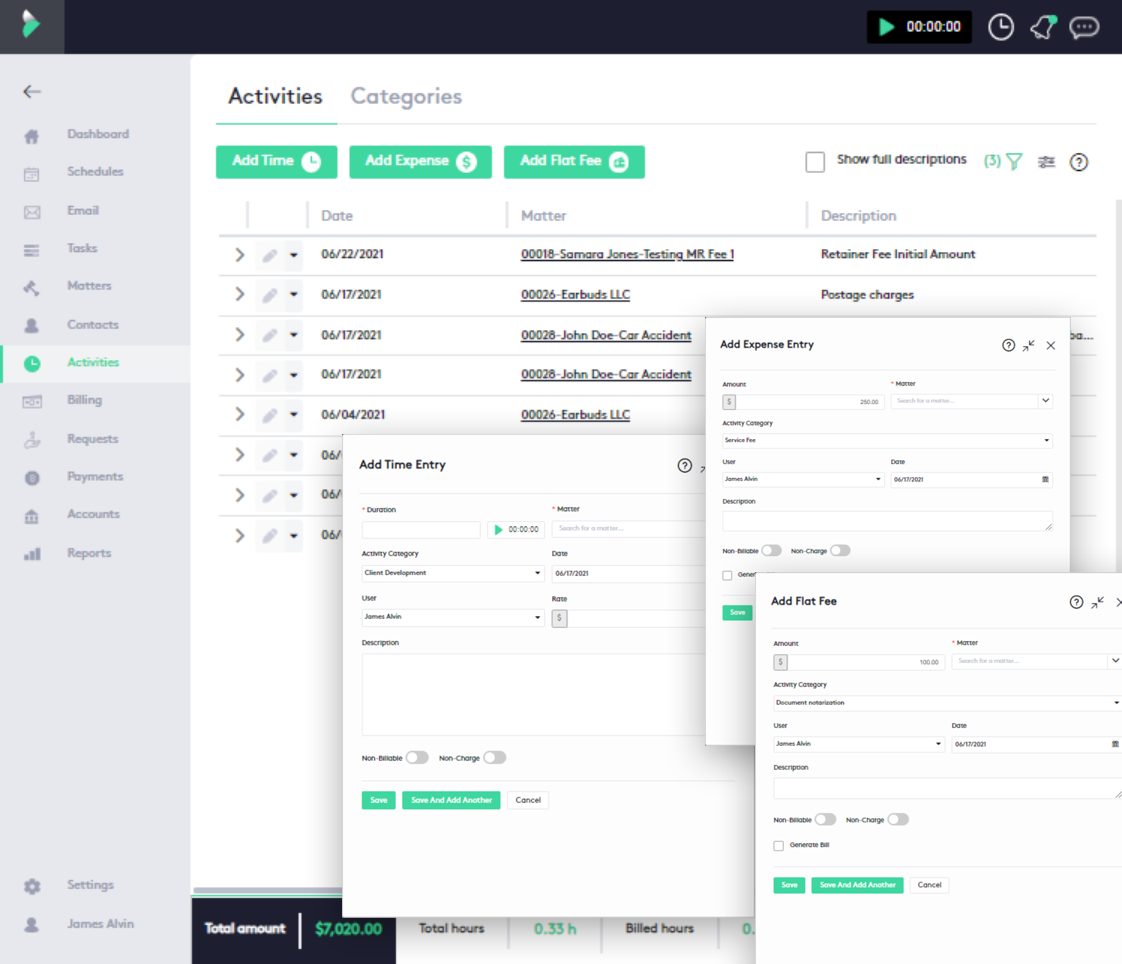 Legal time tracking software